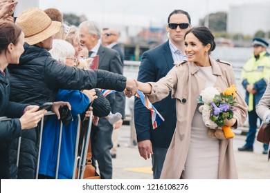 AUCKLAND, NZ - OCTOBER 30: The Duchess of Sussex (Meghan Markle) visiting Auckland's Viaduct Harbour during her first Royal Tour in New Zealand on October, 2018 in Auckland, New Zealand.