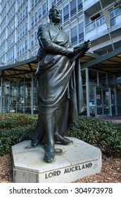 AUCKLAND,  NZL - AUG 10 2015:Lord Auckland Statue Outside Auckland City Council Building.The City Of Auckland In New Zealand Was Named After The First Earl Of Auckland The Patron Of The City's Founder