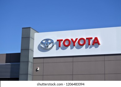 AUCKLAND - OCT 19 2018:Auckland City Toyota Motor Corporation. Toyota produced 8,788.02 units in 2014 to become the second largest global automobile producer after Volkswagen.