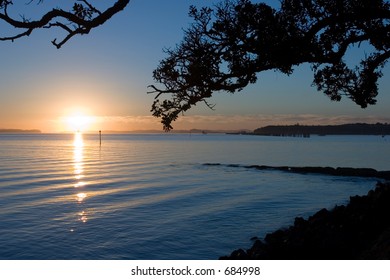 Auckland Scene From Tamaki Drive At Sunrise