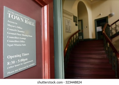 AUCKLAND - SEP 02 2015:Auckland City Council Town Hall.It's An Historic Building Known For Its Ongoing Use For Administrative Functions As Well As For Its Famed Great Hall And Its Concert Chamber.