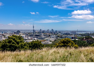Auckland skyline view from Mount Eden Summit, New Zealand