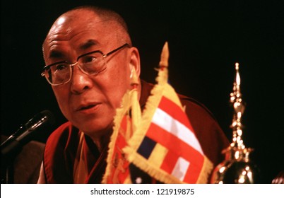 AUCKLAND-APRIL 10:14th Dalai Lama Of Tibet Is Giving A Speech In Auckland New Zealand In April 10 2003.He Has Lived In Exile In India Since The Chinese Army Crushed An Uprising In His Homeland In 1959