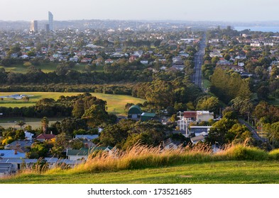 AUCKLAND,NZ - JAN 11 2014:Aerial View Of Auckland North Shore Landscape.House Prices Are Booming Around New Zealand - With The Average Price Of An Auckland City Home Rocketing To $735,692