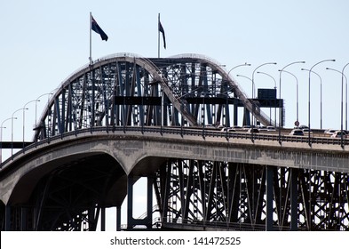 AUCKLAND,NZ - JUNE 02 2013:Traffic On Auckland Harbour Bridge.The Daily Average Number Of Cars Crossing The Auckland Harbour Bridge Is Presently Around 165,000