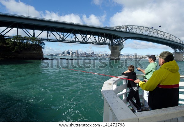 Aucklandnz May 26fishermen Under Auckland Harbour Stock Photo Edit Now