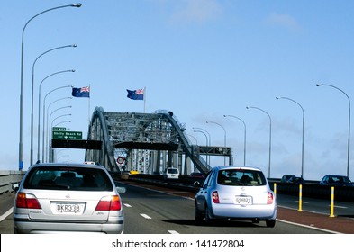 AUCKLAND,NZ - May 27:Traffic On Auckland Harbour Bridge On May 27 2013.The Daily Average Number Of Cars Crossing The Auckland Harbour Bridge Is Presently Around 165,000