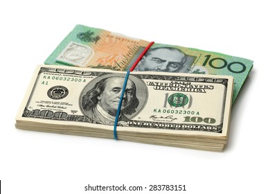 AUD, USD On White Background