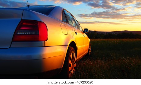 Audi A4 at sunset