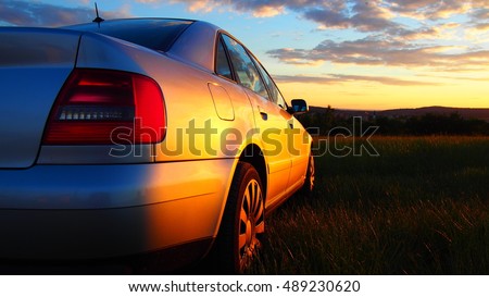 Audi A4 at sunset