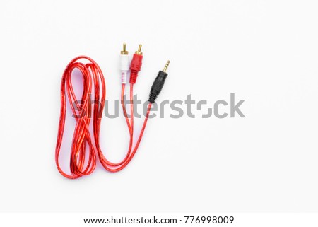 Audio cable RCA on white background