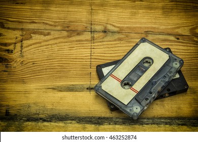 Audio Cassette On Wood