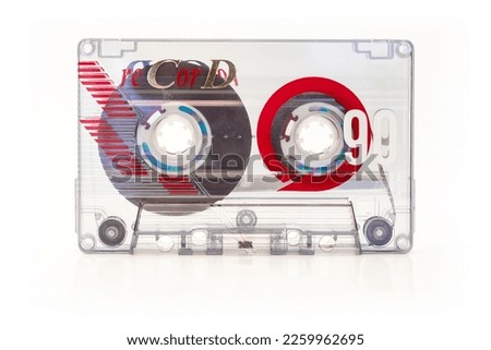 Audio cassette tape - one old vintage compact audio cassette isolated on white background