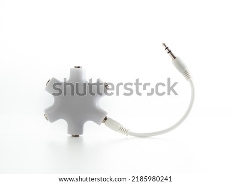 Audio connector for multi splitter. multi splitter on a white background. Close-up.