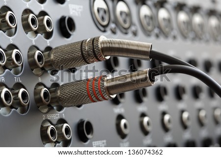 Audio connectors on a sound mixer