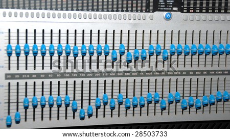 Audio effects processors in a rack. Sound Recording Equipment (Media Equipment). Recording studio.