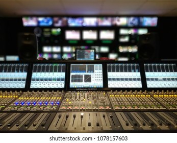 Audio Mixer In TV Station Control Room