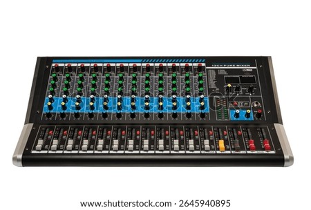 Audio mixing console with clipping path isolated on white background