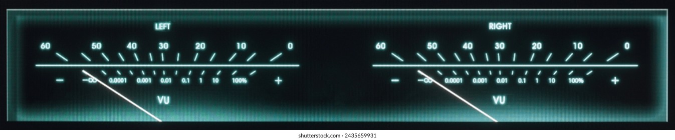 Audio Network Streamer, DAC, and Amplifier Dual VU Meters Glowing in the Dark.