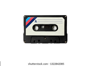 Audio Retro Vintage Cassette Tape Isolated On White 80s Style