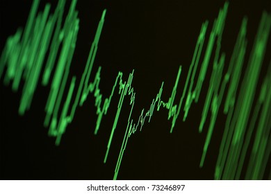 Audio, Seismic Or Stock Market Wave Diagram. Macro Closeup, Shallow DOF.