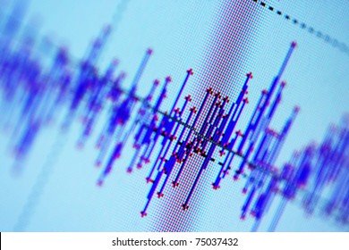 Audio, Seismic Or Stock Market Wave Diagram. Macro Closeup, Shallow DOF.