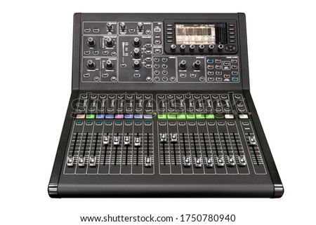 Audio sound mixer console isolated on white background