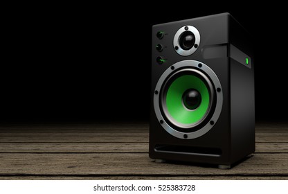 Audio Speakers On Black Background