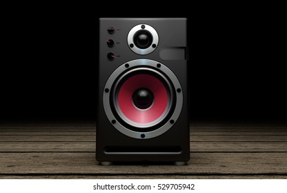 Audio Speakers On Black Background