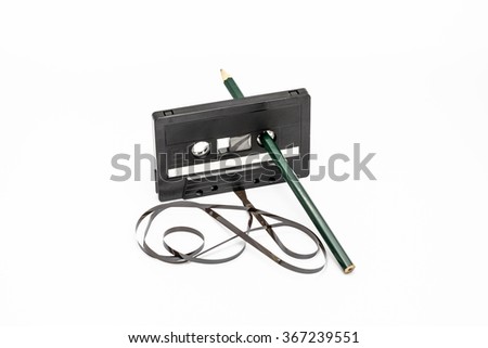 Audio tape and pencil