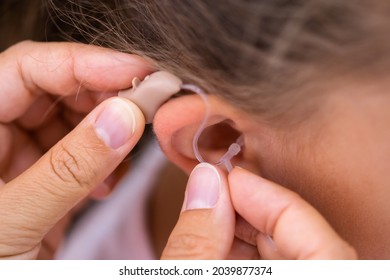 Audiology Hearing Aid For Child. Audiologist And Deaf Disability