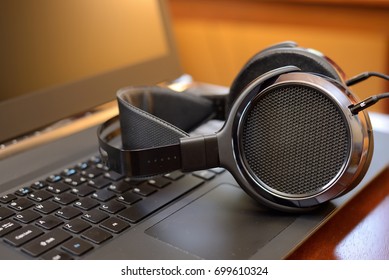 Audiophile Headphones With Laptop PC  