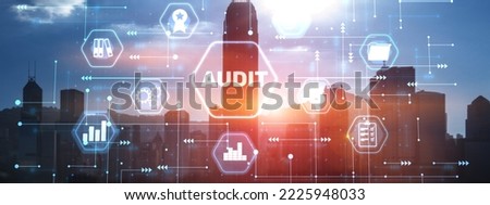 Audit Auditor Financial service compliance concept on city modern background