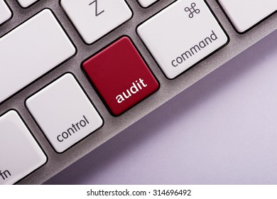 Audit Button On White Computer Keyboard