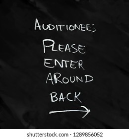 Audition Sign on black