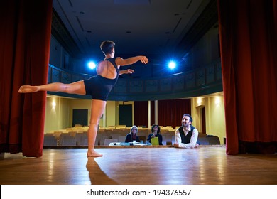 Audition with young dancer on stage, doing exam in theatre and dancing for director and staff - Powered by Shutterstock