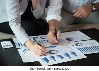 Auditor Team Calculating And Checking Balance. Accounting Internal Audit Concept.