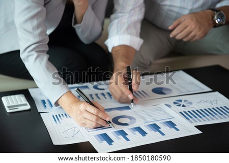 Auditor team calculating and checking balance. accounting internal audit concept.