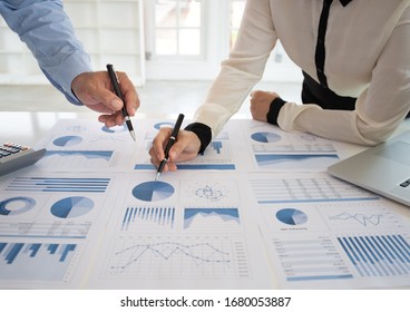 Auditor Team Review Financial Statement. Accounting Internal Audit And Evaluation Performance Concept.