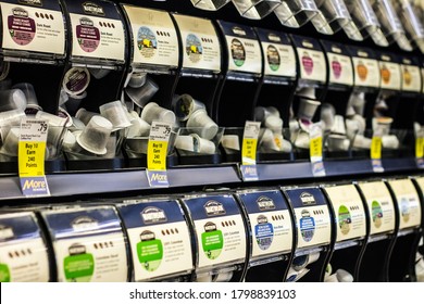 Aug 15, 2020 Edmonton, Alberta / Canada: Extensive Variety Of Martinson Coffee K Cups In Groceries Store 