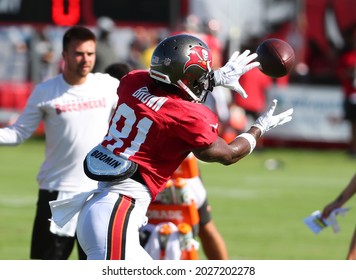 Aug 18, 2021; Tampa, FL USA;  Tampa Bay Buccaneers Wide Receiver Antonio Brown (81) Catches A Pass During NFL Training Camp.