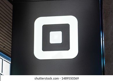 Aug 21, 2019 San Francisco / CA / USA - Close up of Square sign at their headquarters in SoMa district; Square, Inc. is a financial services, merchant services aggregator, and mobile payment company
