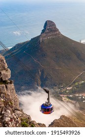 Aug 27, 2015 - Cape Town, South Africa: Table Mountain Cable Car Summit And Cabin