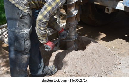 Auger Drilling For Soil Samples During Geotechnical Investigation 