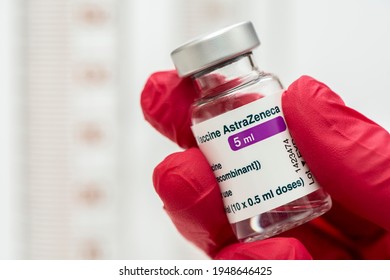 Augsburg, Bavaria, Germany - March 21, 2021: Vials with the Moderna Covid-19 vaccine are used at the corona vaccination centres worldwide