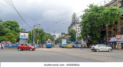 August 06,2017, Kolkata,West Bengal,India. View Of Indian City Road With Morning Traffic .