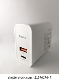 August 13, 2022, Jakarta Indonesia - Defocused On The Baseus Type C Charger Head