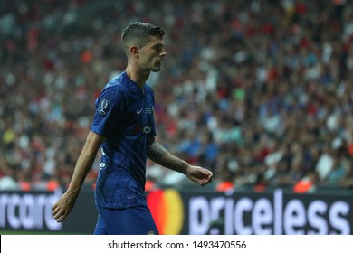 AUGUST 14, 2019 - ISTANBUL, TURKEY: Christian Pulisic Beautiful Close-up Portrait. UEFA Super Cup Liverpool - Chelsea