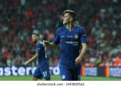 AUGUST 14, 2019 - ISTANBUL, TURKEY: Mason Mount Beautiful Close-up Portrait. Smiles, In A Good Positive Mood. UEFA Super Cup Liverpool - Chelsea