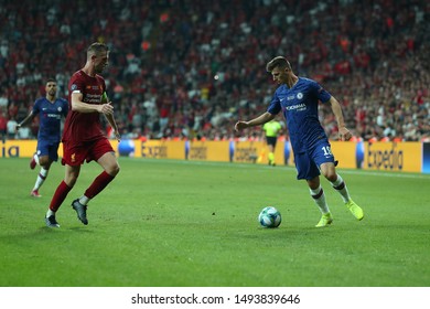 AUGUST 14, 2019 - ISTANBUL, TURKEY: Mason Mount With The Ball, Runs And Dribbles On Terrific Fast Speed. UEFA Super Cup Liverpool - Chelsea